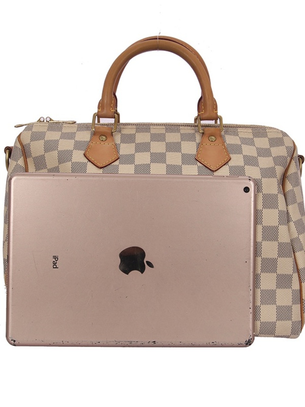 ♥️Louis Vuitton Speedy 30 Classic Checker Satchel in Beige and Tan Handbag♥️ - Picture 3 of 16